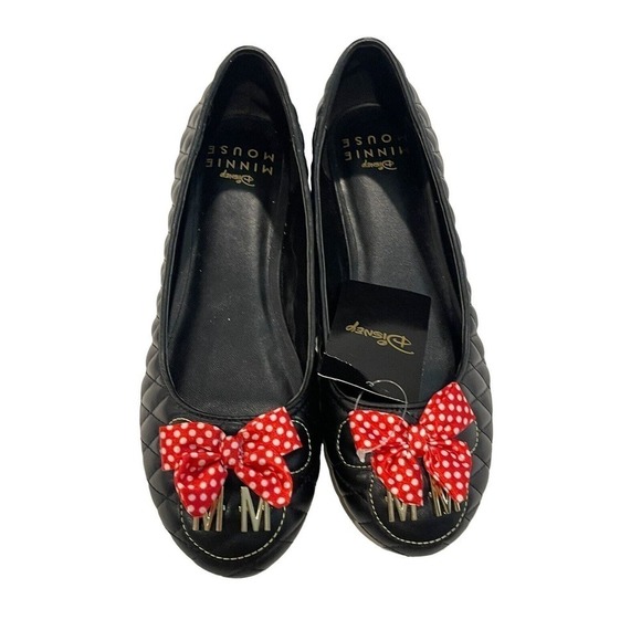 DISNEY MINNIE MOUSE QUILTED FLATS Size X-Large 11/12 Black Red Bow NWT - Picture 11 of 11